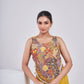 Multicolour Bohemian Corset with Mustard flared pants