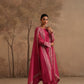 Fuschia Chanderi Suit with embroidered panels