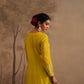 Lemon Yellow Chanderi Suit with embroidered panels