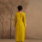 Lemon Yellow Chanderi Suit with embroidered panels