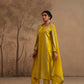 Lemon Yellow Chanderi Suit with embroidered panels