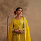 Lemon Yellow Chanderi Suit with embroidered panels