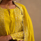 Lemon Yellow Chanderi Suit with embroidered panels