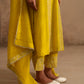 Lemon Yellow Chanderi Suit with embroidered panels