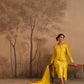 Lemon Yellow Chanderi Suit with embroidered panels