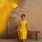 Lemon Yellow Chanderi Suit with embroidered panels