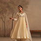 Dutch White Crushed Muslin Kurta with Zardozi and Gota yoke