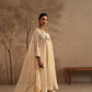 Dutch White Crushed Muslin Kurta with Zardozi and Gota yoke