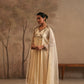 Dutch White Crushed Muslin Kurta with Zardozi and Gota yoke