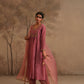 Rosebud Pink Crushed Muslin Kurta with Zardozi and Gota yoke