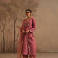 Rosebud Pink Crushed Muslin Kurta with Zardozi and Gota yoke