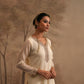 Dutch White Crushed Muslin Kurta with Zardozi and Gota embroidery