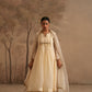 Dutch White Crushed Muslin Kurta with Zardozi and Gota lines yoke