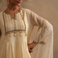 Dutch White Crushed Muslin Kurta with Zardozi and Gota lines yoke
