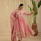Rust Anarkali with Chiffon dupatta