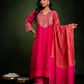 Hot pink suit with Dori work