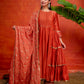 Rust Chanderi Kurta with heavy dupatta
