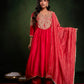 Red Suit with Tissue dupatta