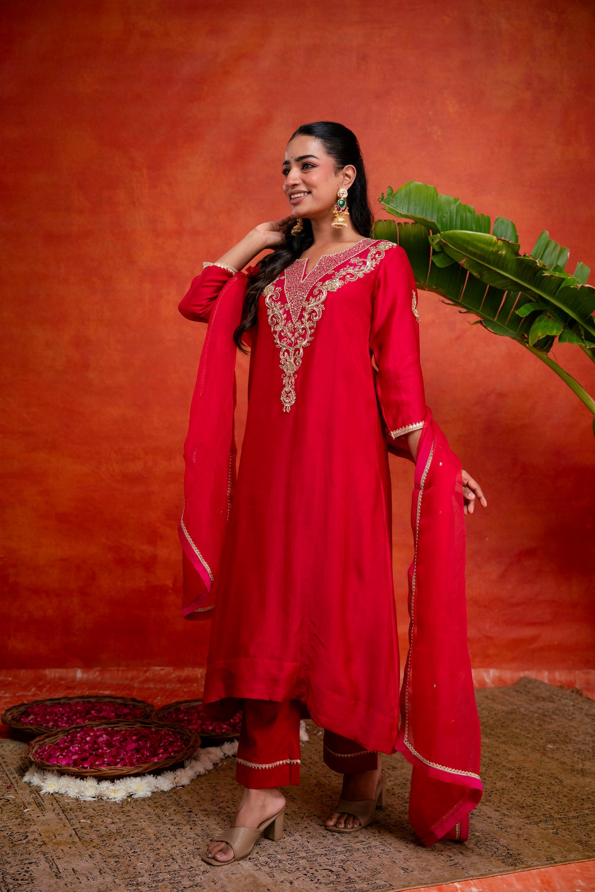 Red with Rani V Neck