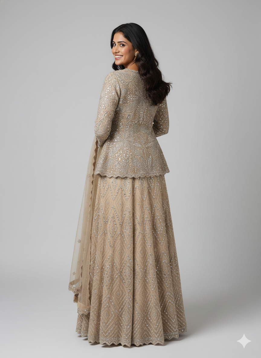 Embellished Peplum Paisley Sharara set