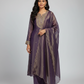 Purple Silk Tissue Dabka Kurta Set