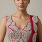 Red Paisley Scalloped Draped Saree