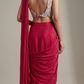 Red Paisley Scalloped Draped Saree
