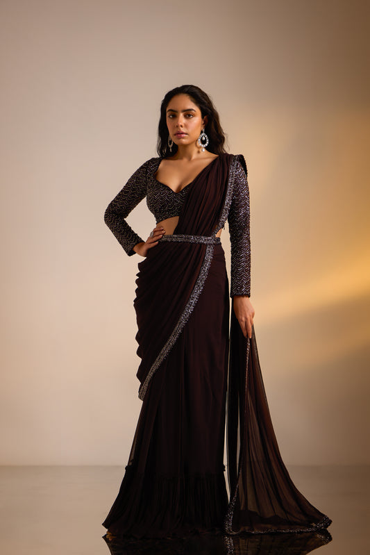 Embellished Pre Draped Saree