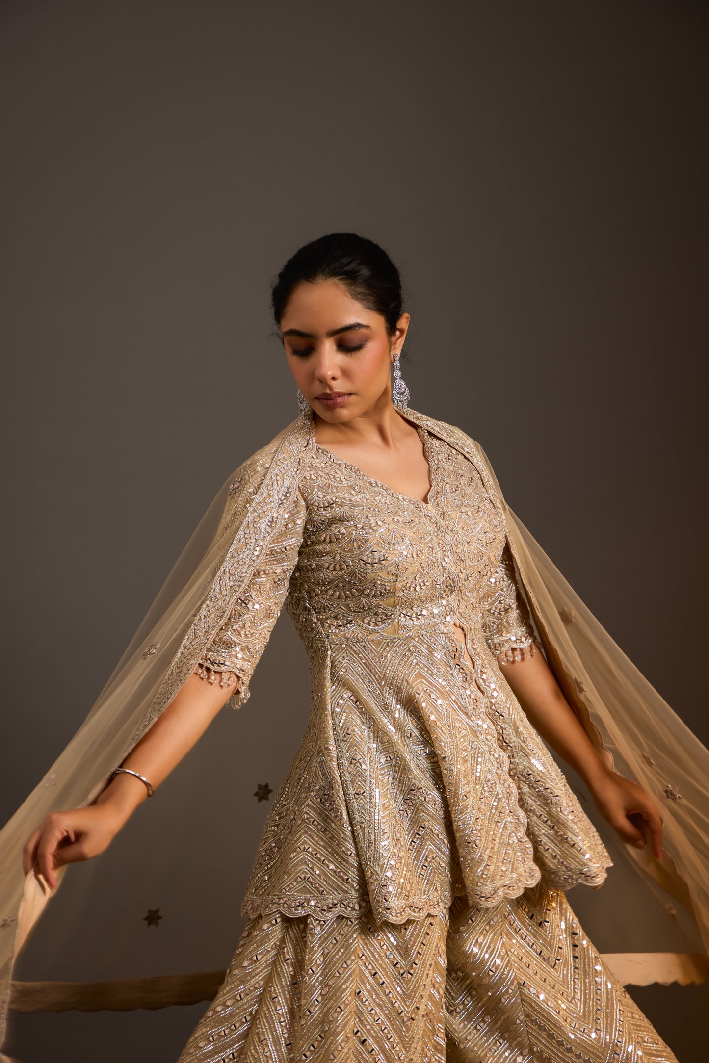 Embellished Peplum Sharara set