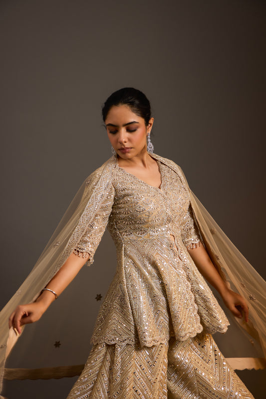 Embellished Peplum Sharara set