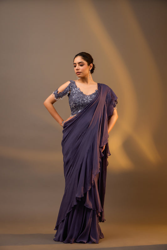 Embellished Pre Draped Lehenga Saree