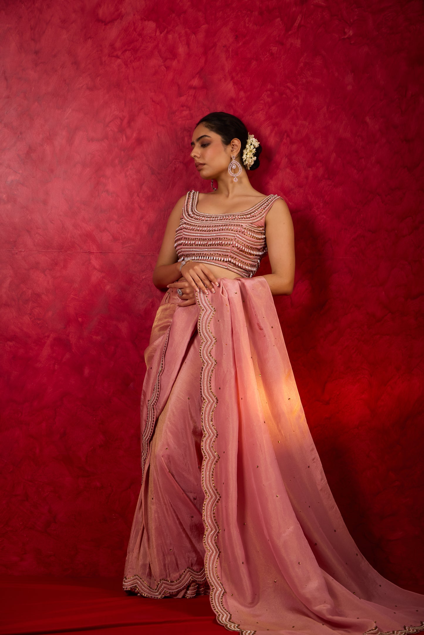 Embellished Pre Draped Saree