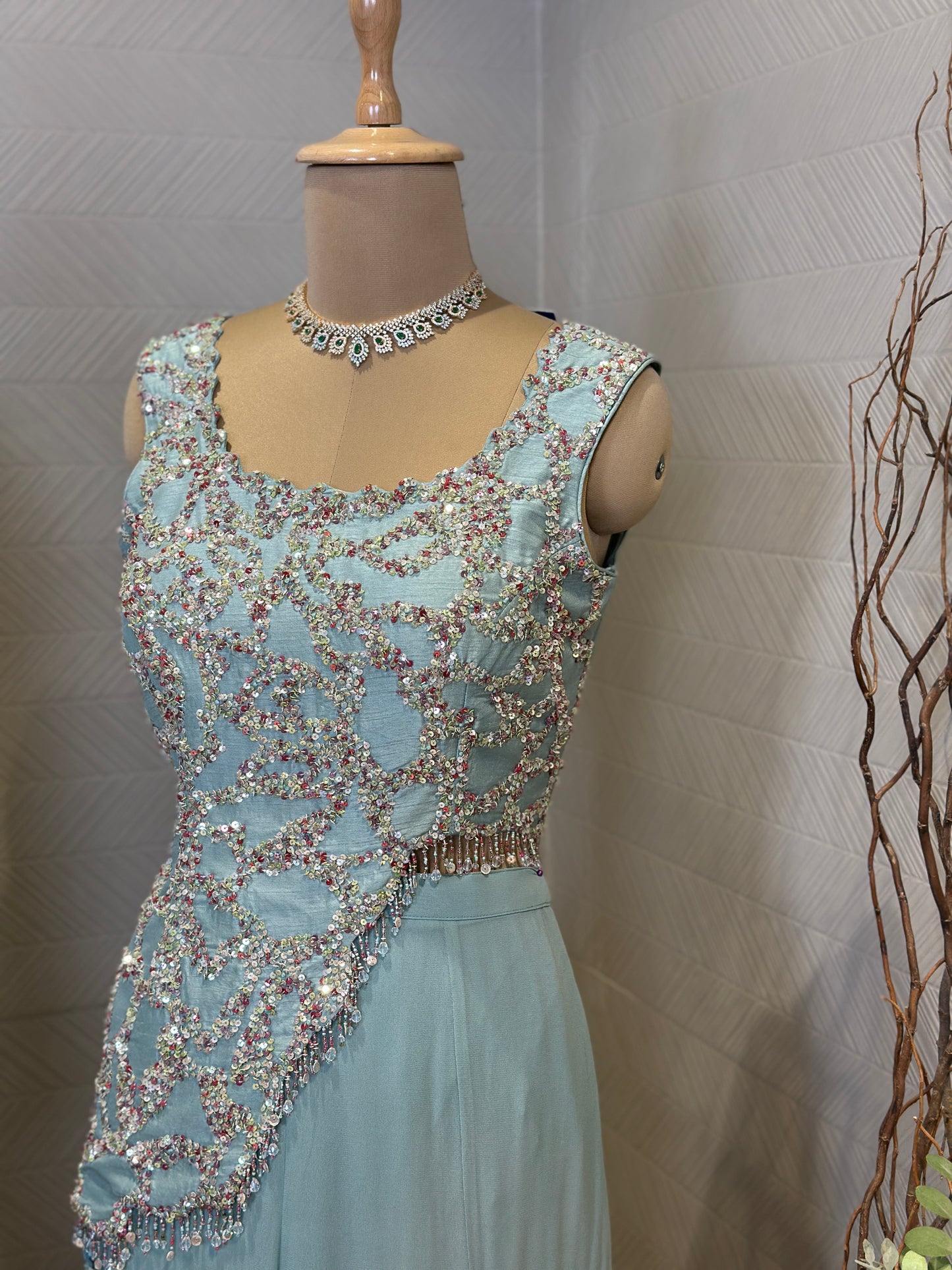 Ice Blue Sharara set