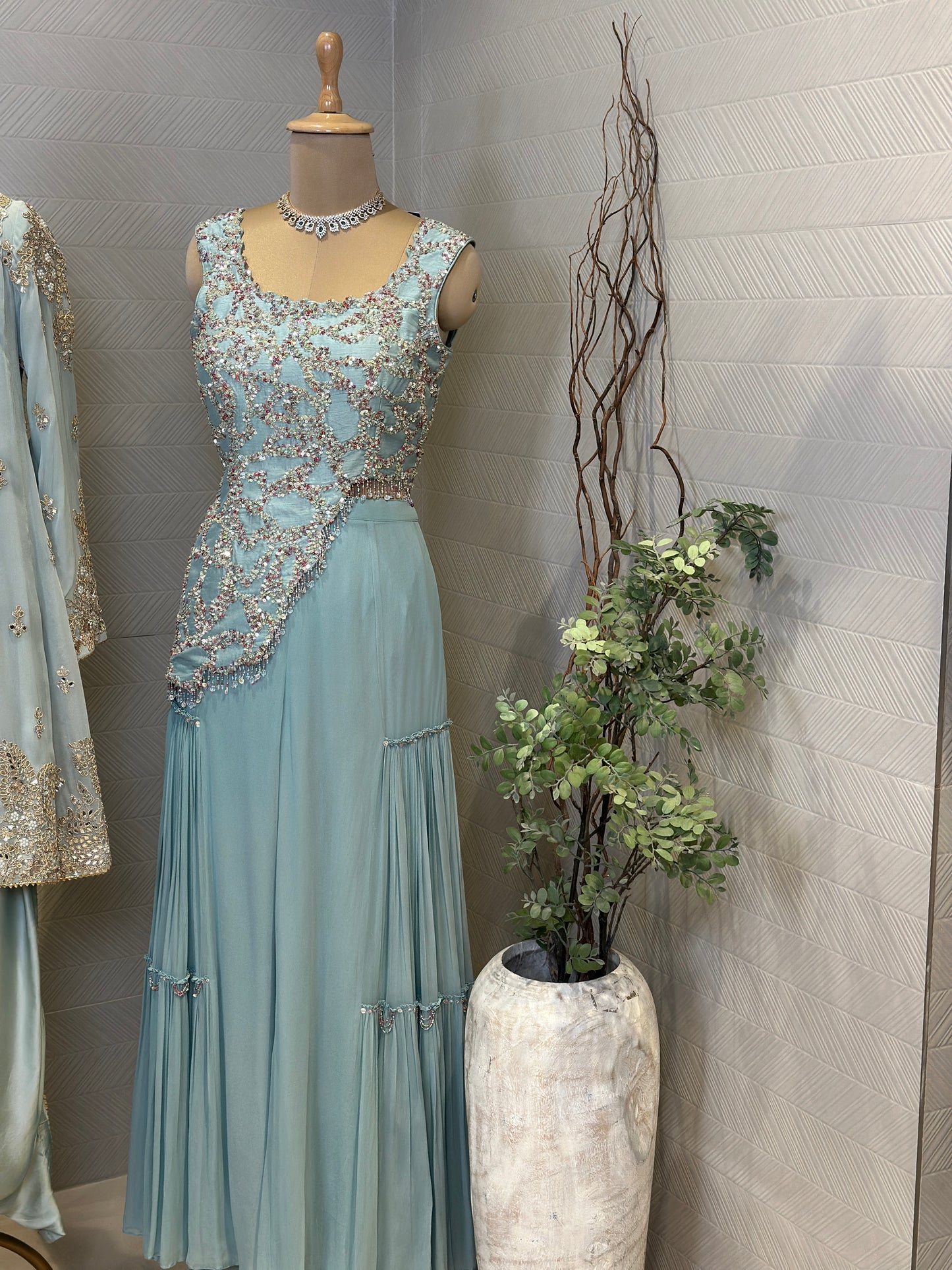 Ice Blue Sharara set