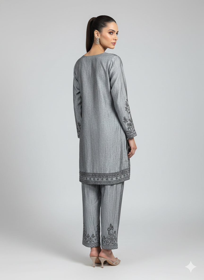 Silver Tissue Antique Zardozi Salwar Set