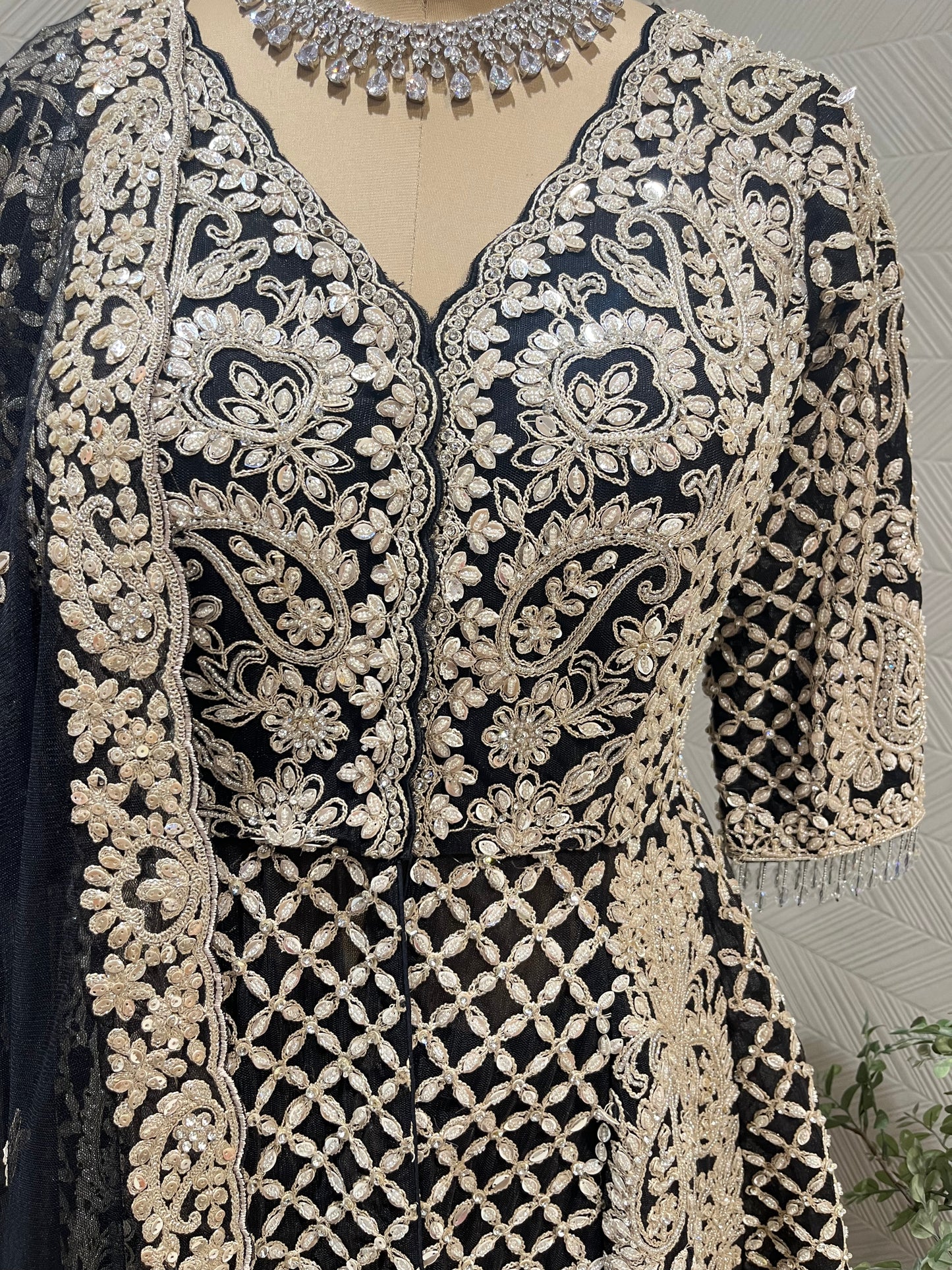 Midnight black Sharara set