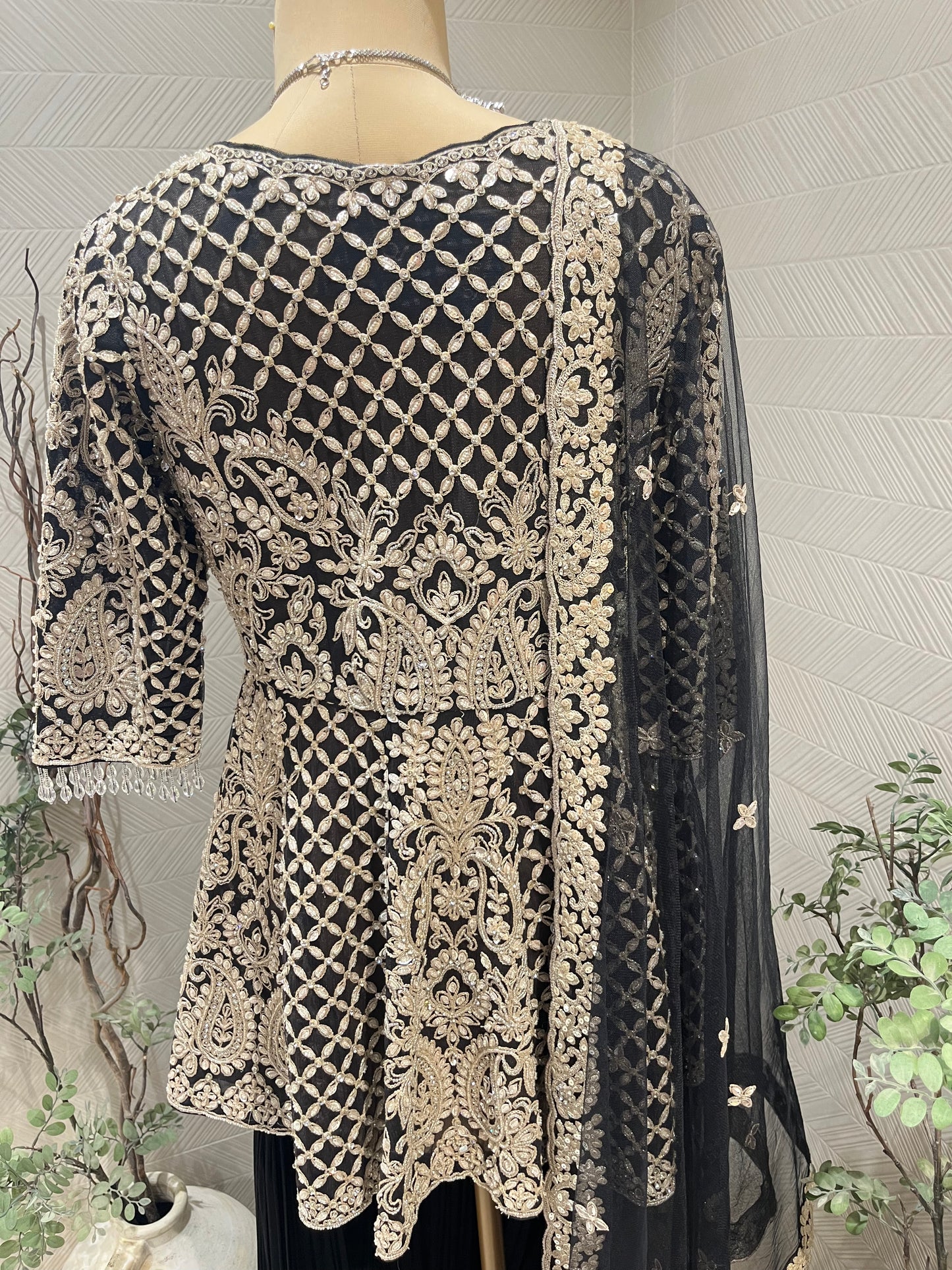 Midnight black Sharara set