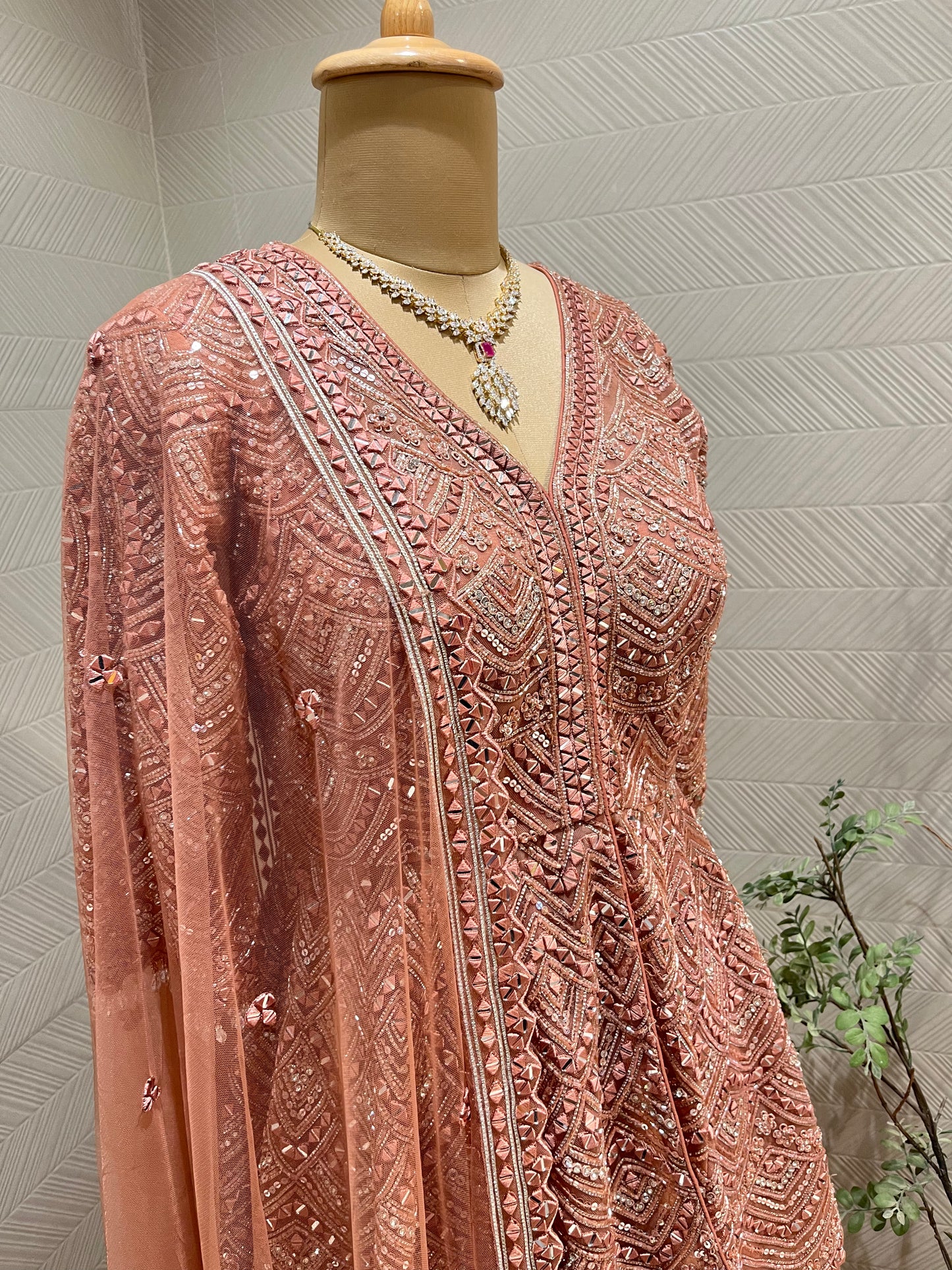 Blush rose embroidered Sharara set