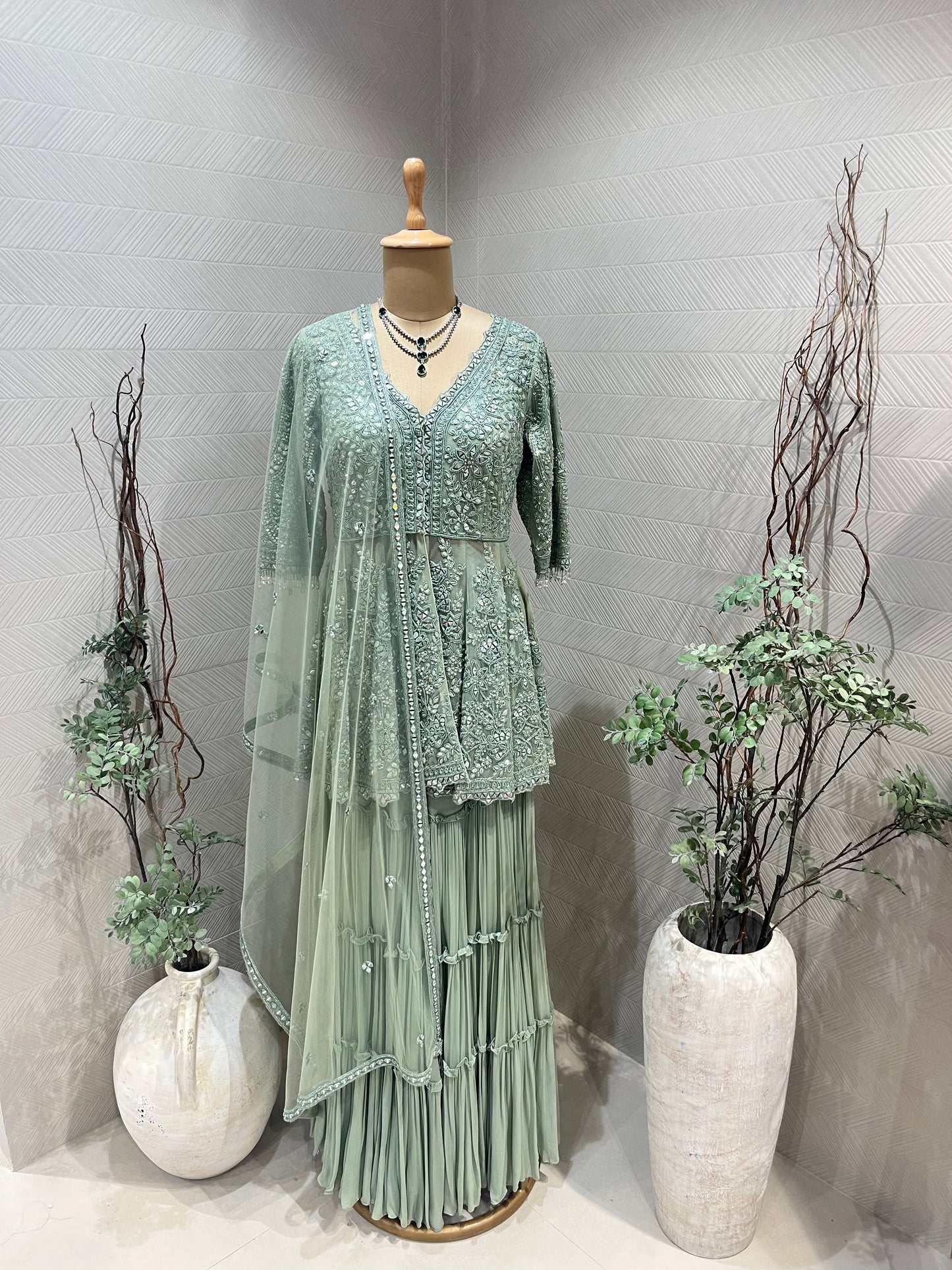 Mint green Sharara set
