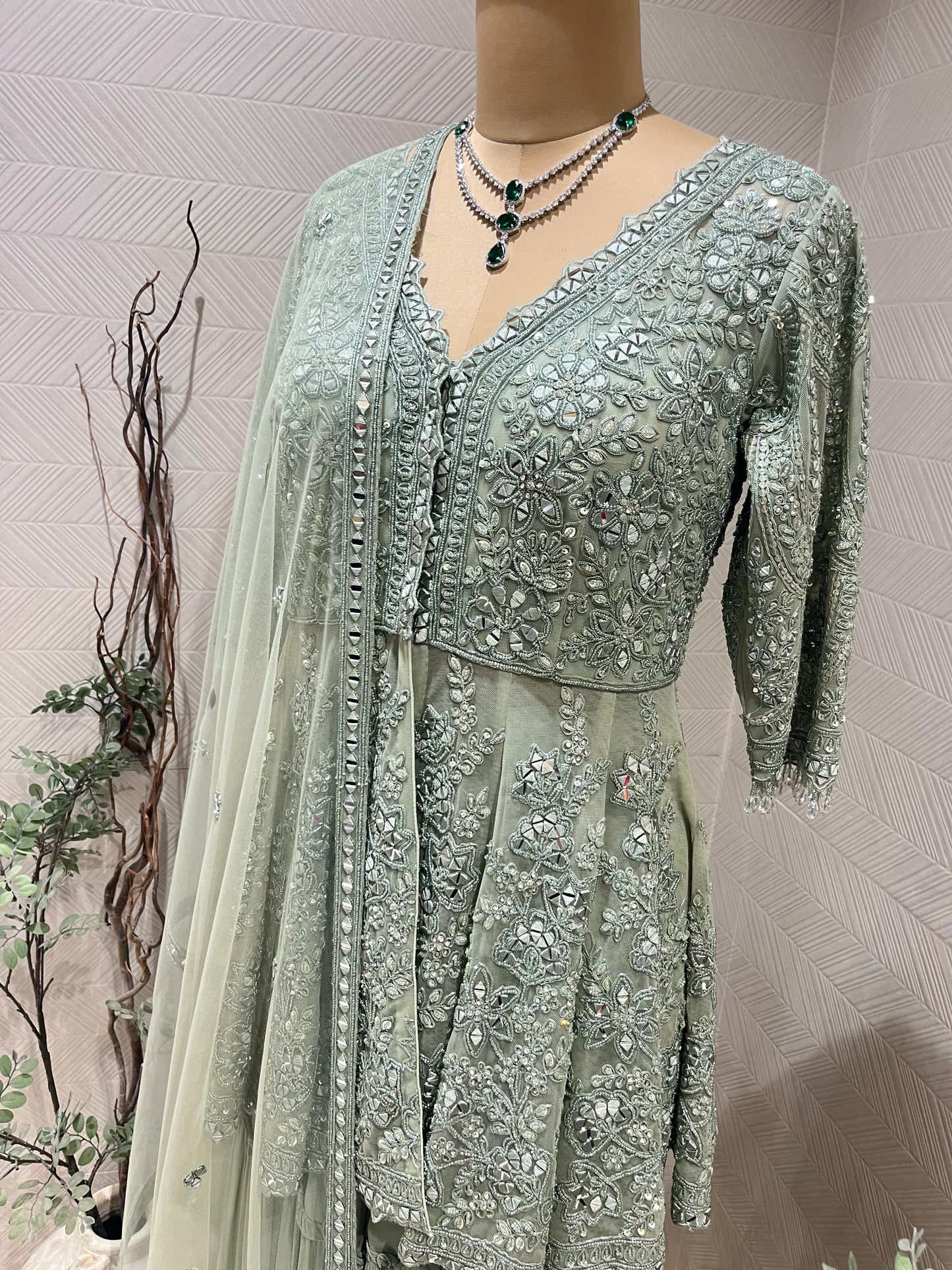 Mint green Sharara set