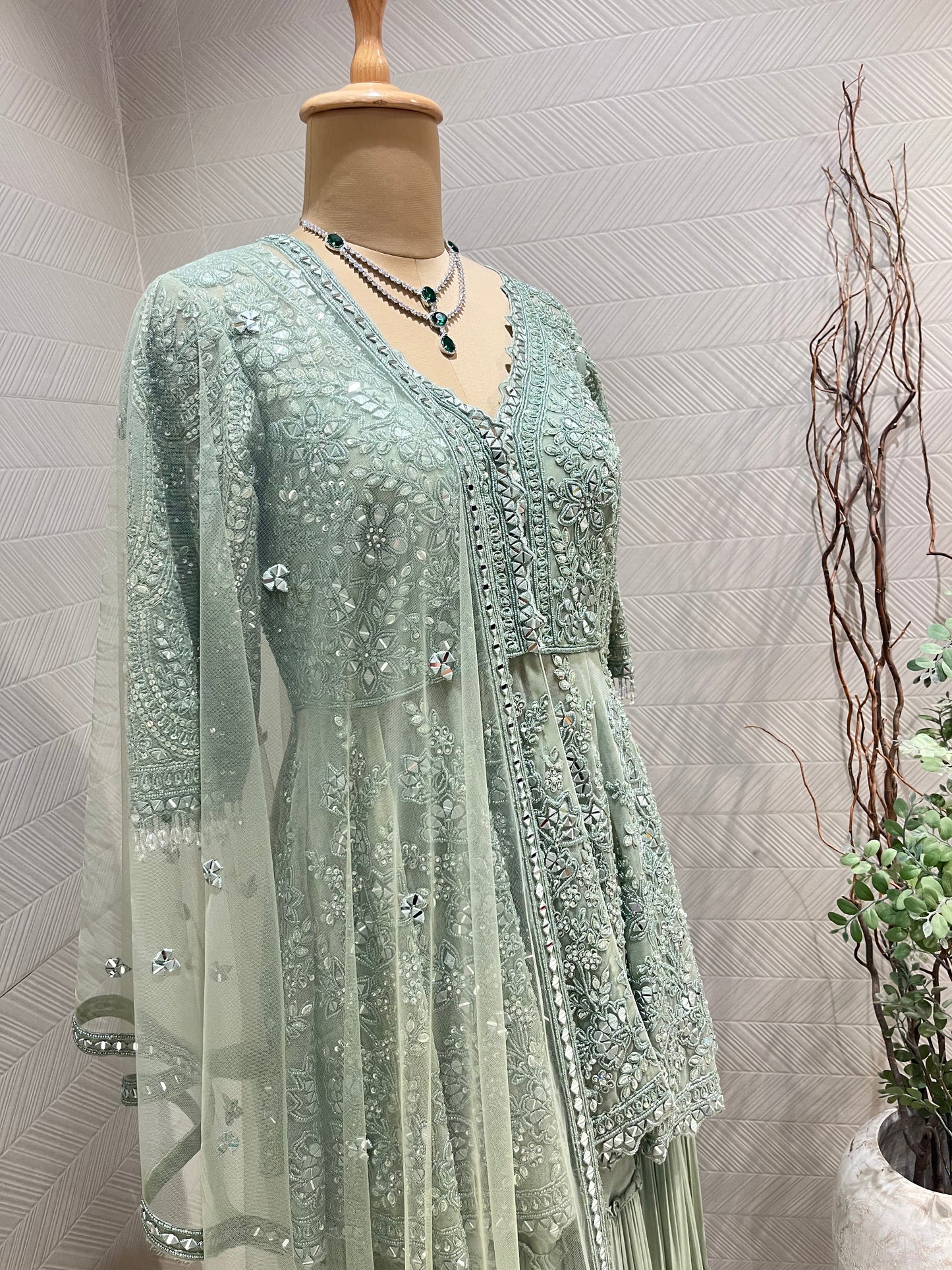 Mint green Sharara set