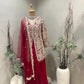 Ruby red pleated Sharara set