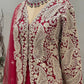 Ruby red pleated Sharara set