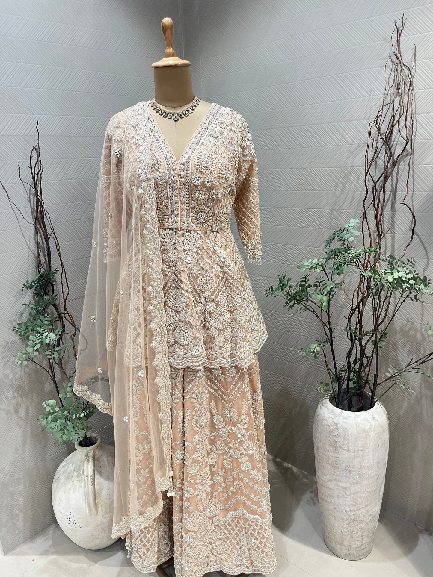 Blush Peach Sharara set