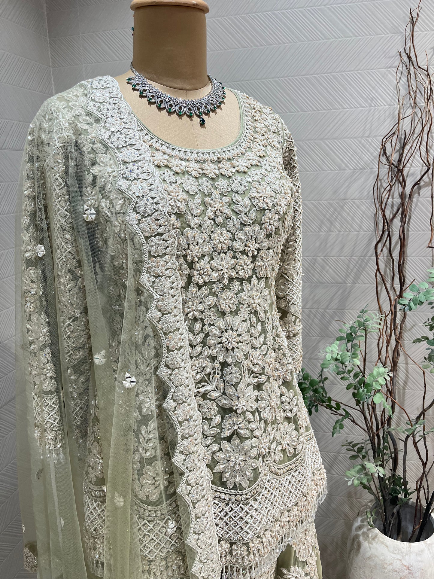 Pista Green Sharara Set
