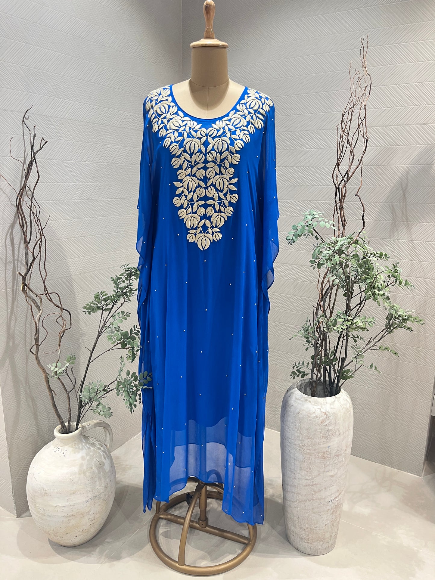 Royal Blue leather work Kaftan
