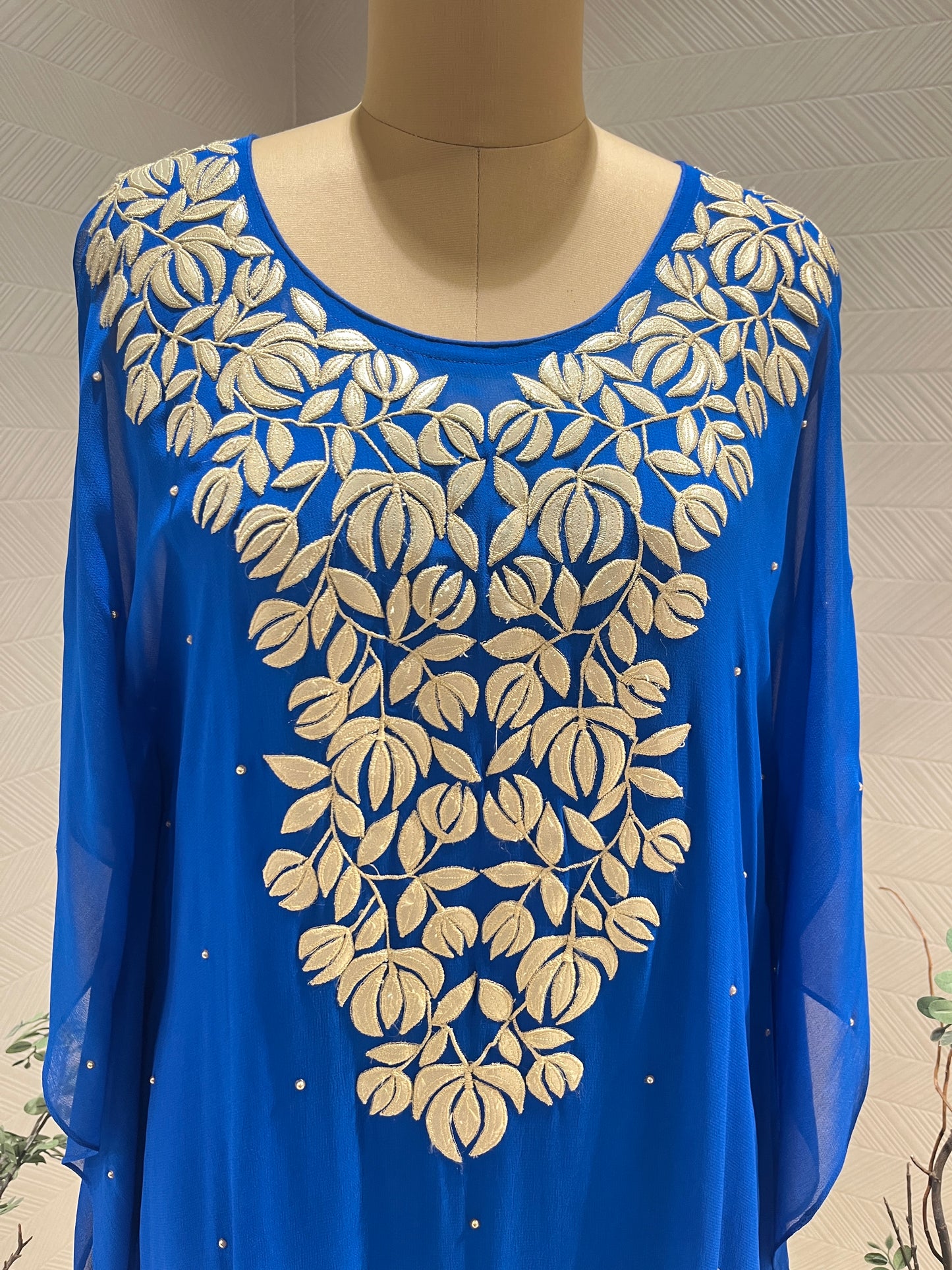 Royal Blue leather work Kaftan
