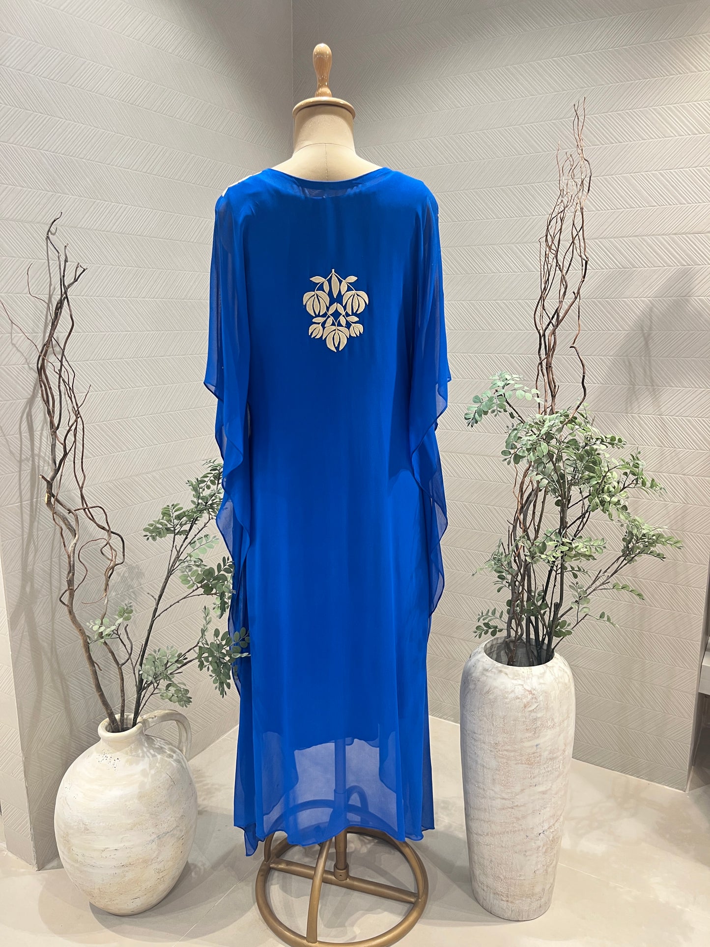 Royal Blue leather work Kaftan