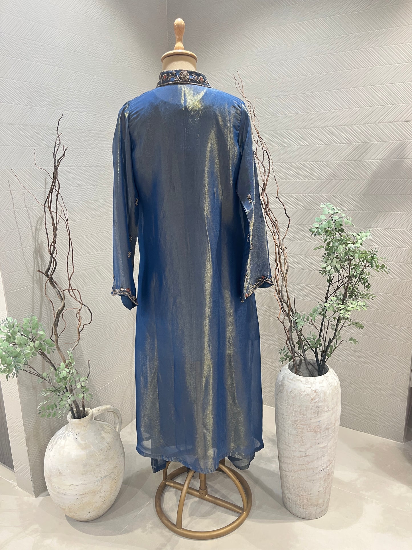 Blue Tissue Jacket Set