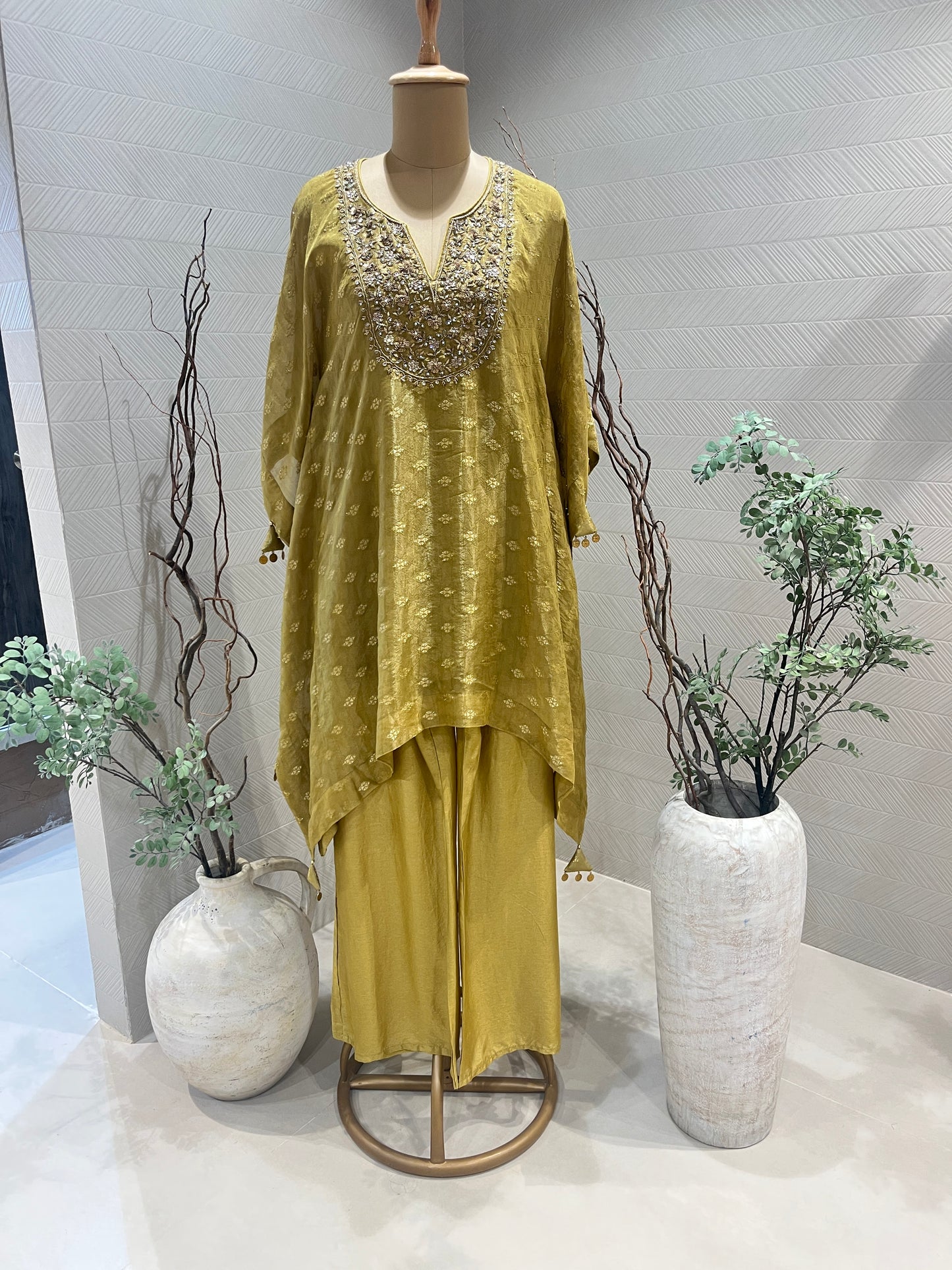 Gold Banarsi Kaftan Set